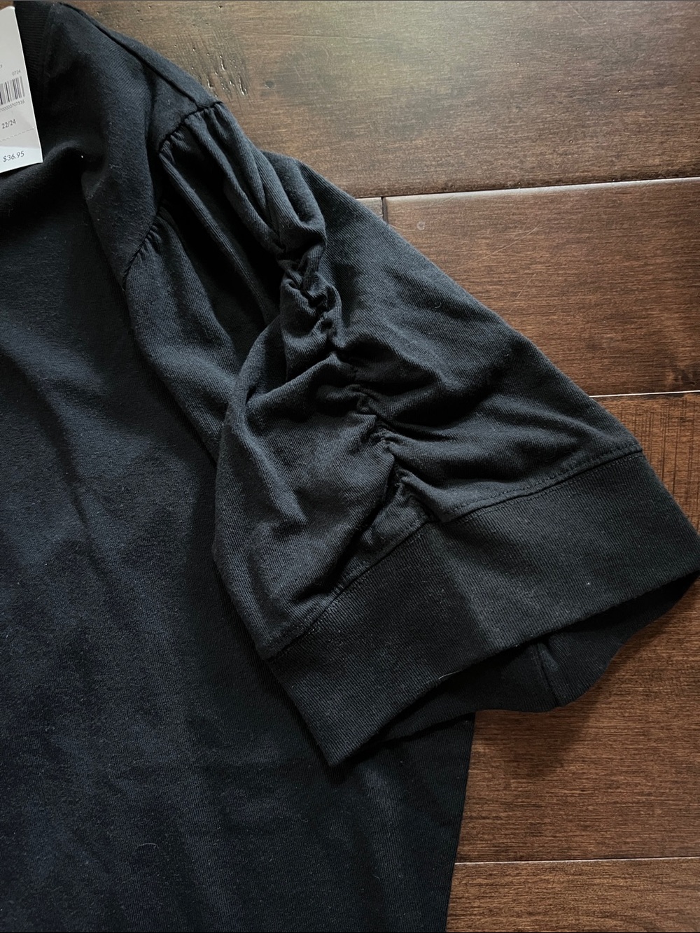 Lane Bryant Black Short-Sleeve Puff Shoulder Tee - Picture 2 of 3